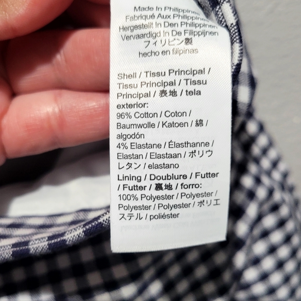 J.Crew Micro Gingham Pencil Skirt Size 00 Blue White Check Lined Pre-Owned - Picture 5 of 9